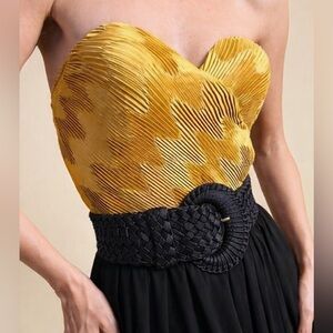 LA PERLA Vintage Gold Pleated Women's Top